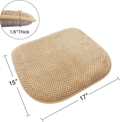 Khaki Kitchen Dining Chairs Cushions Set of 4 Non Slip Foam Patio Seat Cushions Washable Soft Thick Pads Large Wooden Metal Chair Cushions,17" x 15"