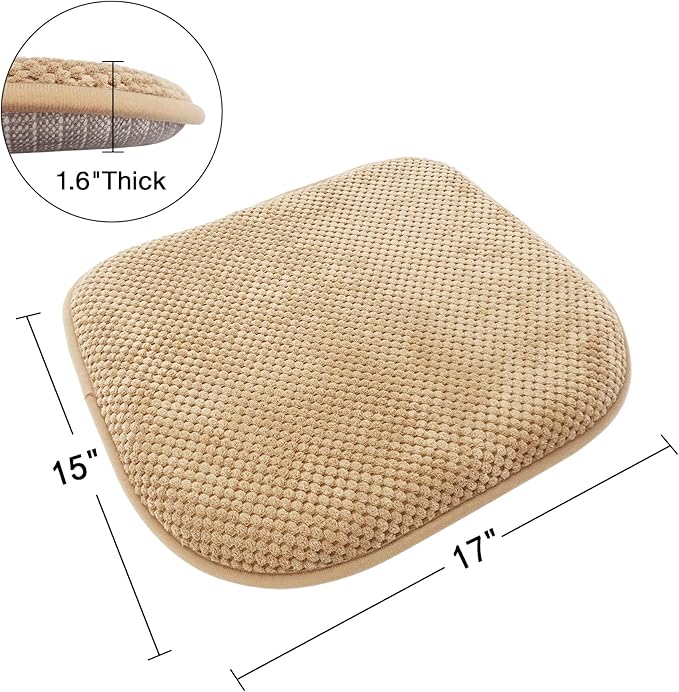 Khaki Kitchen Chairs Cushions Set of 2 Non Slip Foam Patio Seat Cushions Washable Soft Thick Pads Large Wooden Metal Dining Chair Cushions,17" x 15"