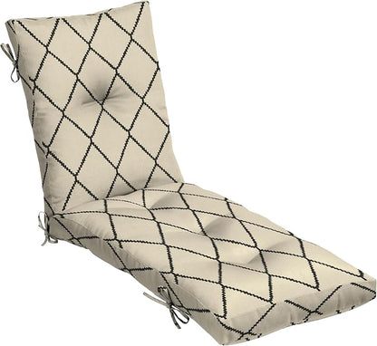 Arden Outdoor Tufted Chaise Cushion, 22x76, Tan Trellis | Plush Comfort, Modern Tuft, Lounge Cushion, Rain-Proof, Fade Resistant, Mold and Mildew Resistant