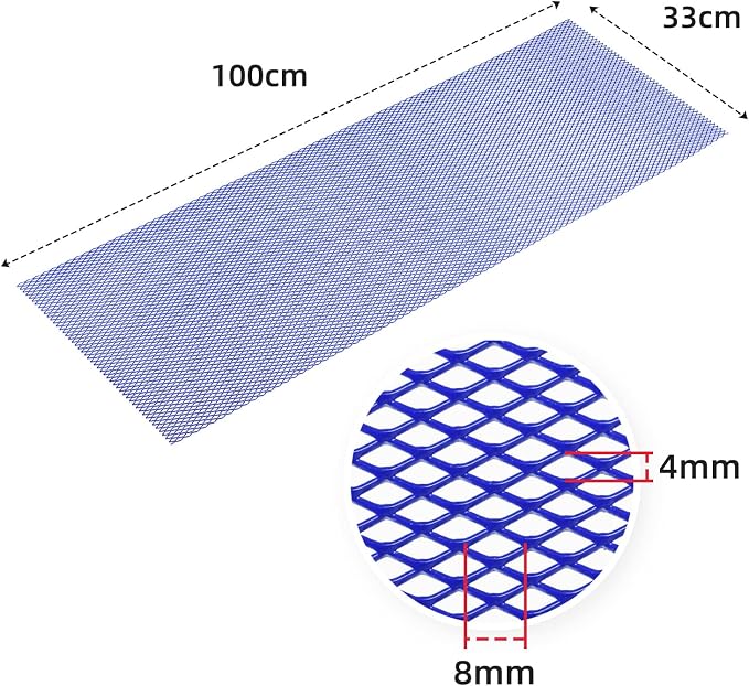 AggAuto Universal 40"x13" Car Grill Mesh 4x8mm Rhombic Hole Blue | Aluminum Alloy Automotive Grille Insert Bumper, One of the Most Multifunctional Shape Grids 100x33cm
