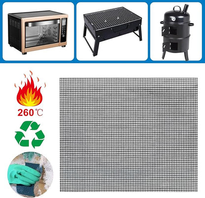 GWHOLE Non-Stick BBQ Grill Mesh Mat Set of 4, Reusable BBQ Grill Accessories Grilling Mesh Sheet for Outdoor Grill Cooking Baking Barbecue, 15.7" x13"