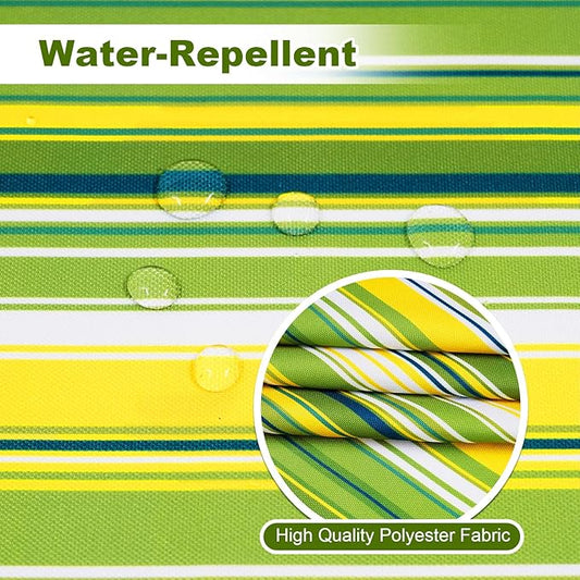 Poise3EHome Rectangle Outdoor Tablecloth with Umbrella Hole and Zipper,Green Stripe 70x52 Inch,Polyester SpillProof Washable Table Cloth for Spring Summer Patio Garden Poolside Picnic Camping BBQS