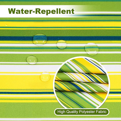 Poise3EHome 60X84 Outdoor/Indoor Waterproof Spillproof Rectangle Tablecloth with Umbrella Hole for Camping, Picnic, Party, Patio Table, Spring, Green Stripe