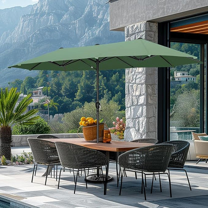 GREEN PARTY 13 ft Outdoor Patio Umbrella, Large Rectangular Table Umbrellas | Double-Sided, UV & Fade Resistant Canopy for Deck Poolside Garden Backyard, Market Umbrella with Crank & 1.5" Pole, Mint