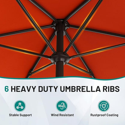 AreShark 7.5FT Patio Umbrella Table Market Umbrella w/Tilt and Crank, Heavy-Duty Outdoor Umbrellas for Pool, Deck, Garden and Backyard, Orange