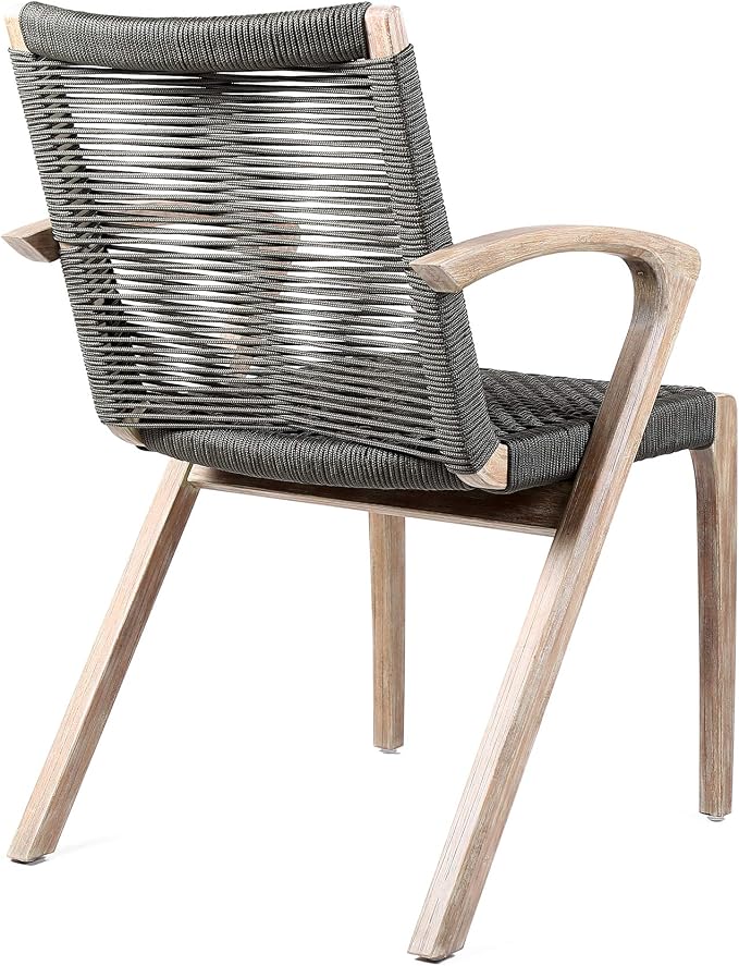Armen Living Sachi and Nabila Outdoor 5 Piece Light Eucalyptus and Concrete Dining Set