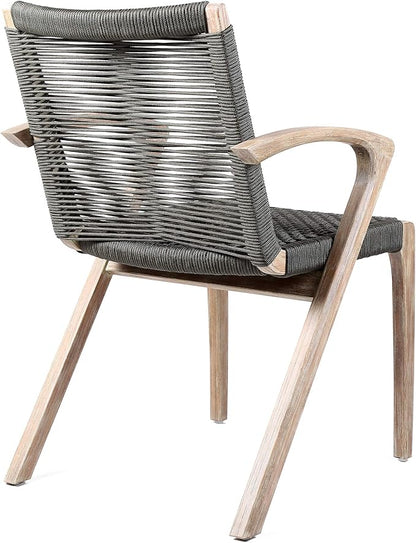 Armen Living Sachi and Nabila Outdoor 5 Piece Light Eucalyptus and Concrete Dining Set