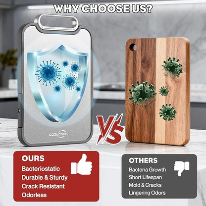 Titanium Cutting Board for Kitchen, 2-in-1 Double Sided Cutting Board, Pure Titanium & PP, Easy to Clean with Juice Groove