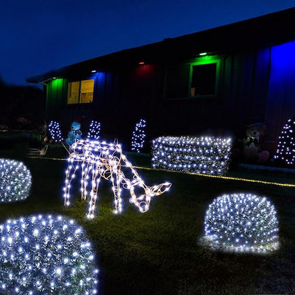 WBao Outdoor Christmas Lights, 360LED 11.5ft x 6.9ft Net Lights with 8 Modes, Timer, UL Certified, End to End Connectable, Waterproof for Lawn, Bushes, Trees Outdoor Christmas Decorations, Cool White