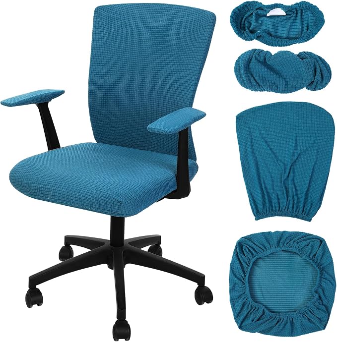 Tallew 4 Pcs Office Chair Covers Stretchable Armrest Seat,XL,Emerald Green | Universal Fit Office Desk Chairs, Protective Seat Backrest Slipcovers, Stretchable Prevent Wear, Easy Install for Rotating
