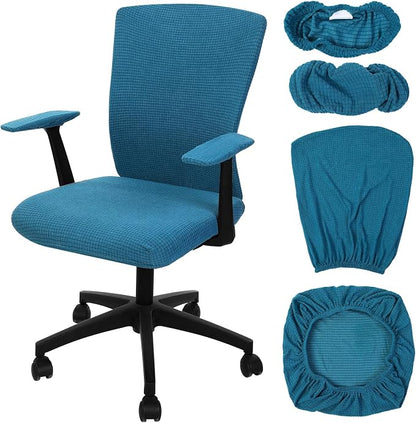 Tallew 4 Pcs Office Chair Covers Stretchable Armrest Seat,XL,Emerald Green | Universal Fit Office Desk Chairs, Protective Seat Backrest Slipcovers, Stretchable Prevent Wear, Easy Install for Rotating