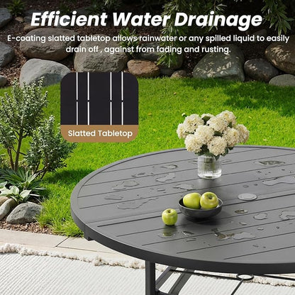 Round Outdoor Dining Table, 41" Round Patio Table with 1.57" Umbrella Hole, Metal Outdoor Dining Tables for Patio, Graden, Backyard and Poolside