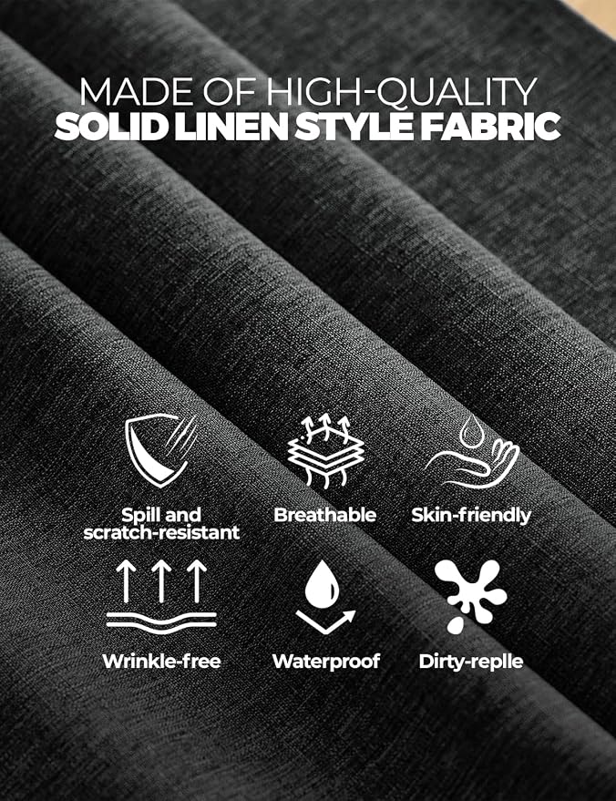 Decorelia Faux Linen Black Rectangular Table Cloths for 8 Ft Table-6 Pack, Washable Polyester Rustic Waterproof Rectangle Table Cloth Cover for Wedding,Outdoor,Events,Party,Banquet,Dining, 60x120 Inch