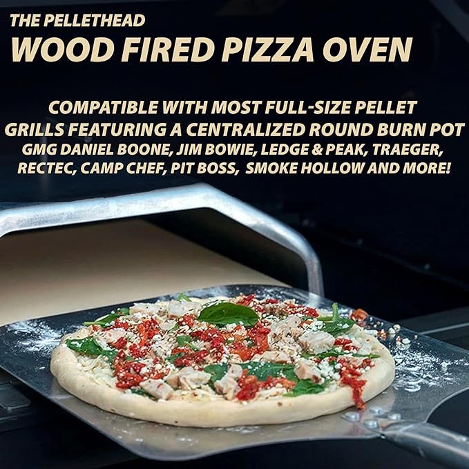 Pellethead Pizza Oven Attachment for Pellet Grills, 800°F+, SS | Fits Traeger, Pit Boss, Camp Chef, and GMG grills, Stainless steel with 13-inch stone, Reaches 800°F or higher