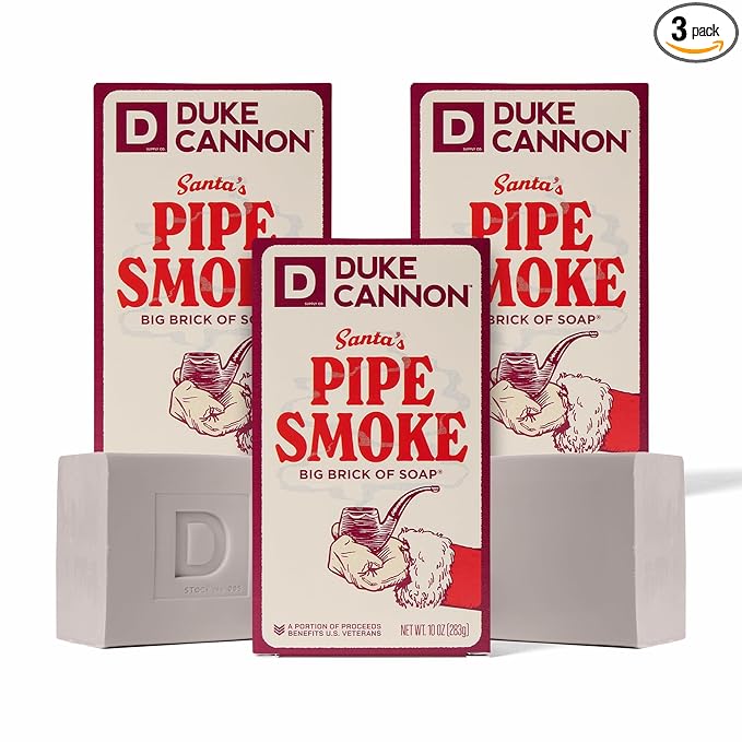 Duke Cannon Holiday Limited-Edition Santa's Pipe Smoke Big Brick of Soap - 10oz Bar, Triple Milled, Supports U.S. Veterans