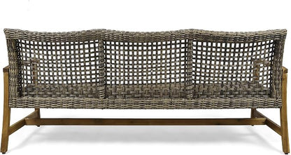 Christopher Knight Home Marcia Outdoor Wood Sofa, Wicker, 75.50 x 31.00 x 31.50, Gray, Natural Stained Finish