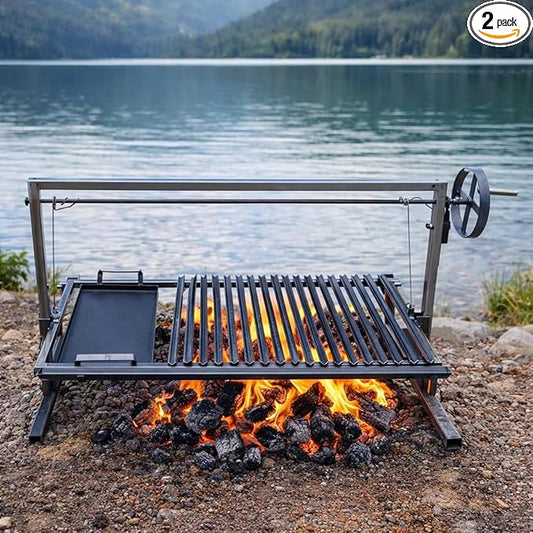 Iron Argentinian Style Santa Maria Grill - V Angle - (Santa Maria Grill Argentinian Style + Iron Griddle)