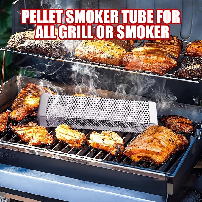Smoke Tube for Pellet Grill, 4 Hours of Billowing Smoke, Stainless Steel Pellet Smoker Tube for All Grill or Smoker, Hot or Cold Smoking (10-inch-2 Pcs)