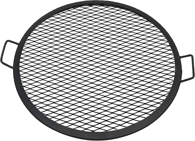 Sunnydaze X-Marks Outdoor Fire Pit Grill Grate for Cooking - Round Fire Pit Grate - Steel Campfire BBQ Grill with Handles - 24-Inch