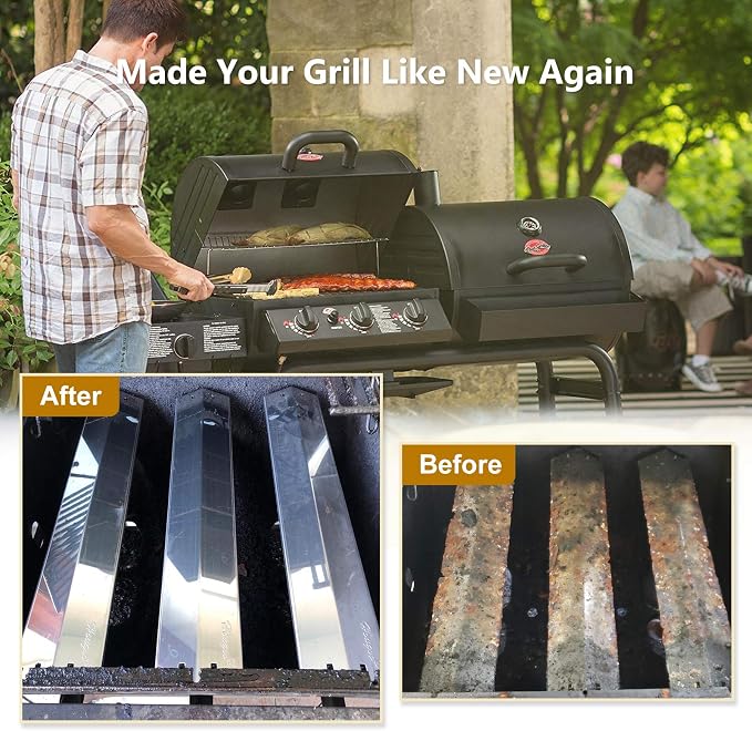 Heat Plates Replacement Parts for Char Griller 5050 5650 3001 E3001 3072 5072 3070 Grills, 3-Pack Stainless Steel Flame Shields for Chargriller 5050 5650 Char Griller 100001 Replacement Part