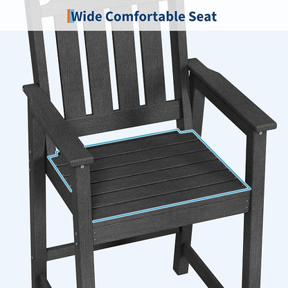 Garvee Outdoor Patio Bar Height Chair Set of 4, All-Weather HDPE Bar Height Barstools Widened Chair Set, Adirondack Chairs Set with Widened Armrests for Garden, Poolside, Bistro
