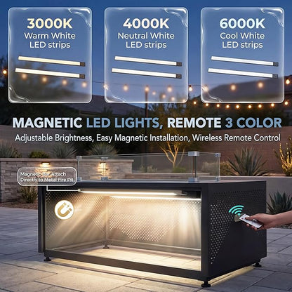 NICESOUL 42'' Propane/Natural Gas Fire Pit Table, Rectangle Firepits with Tank Table, 50000 BTU Modern Outdoor Fireplace with LED Lights for Outside Patio Backyard Deck Porch, CSA Certified, Dark Gray