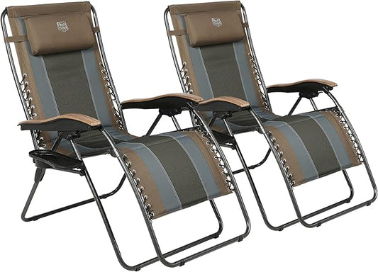 Timber Ridge Oversized Zero Gravity Chair, Padded Reclining Lounge Chair with Adjustable Headrest & Cup Holder, Heavy Duty Support 350 lbs, Foldable for Camping, Lawn, Outdoor & Indoor