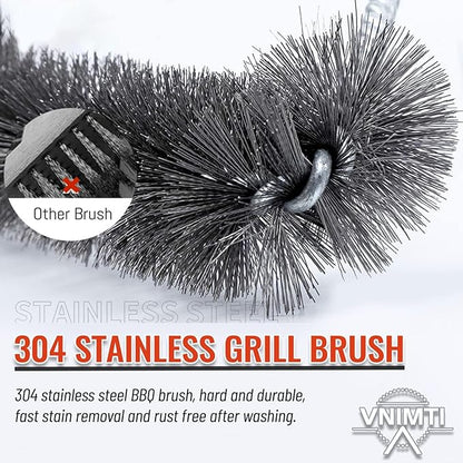 VNIMTI Grill Brush 2 Packs, BBQ Brush Bristle Free & Wire Combined, Grill Cleaning Brush for Outdoor Grill, Ideal Grill Accessories Gifts for Party Vacation Holiday - Black