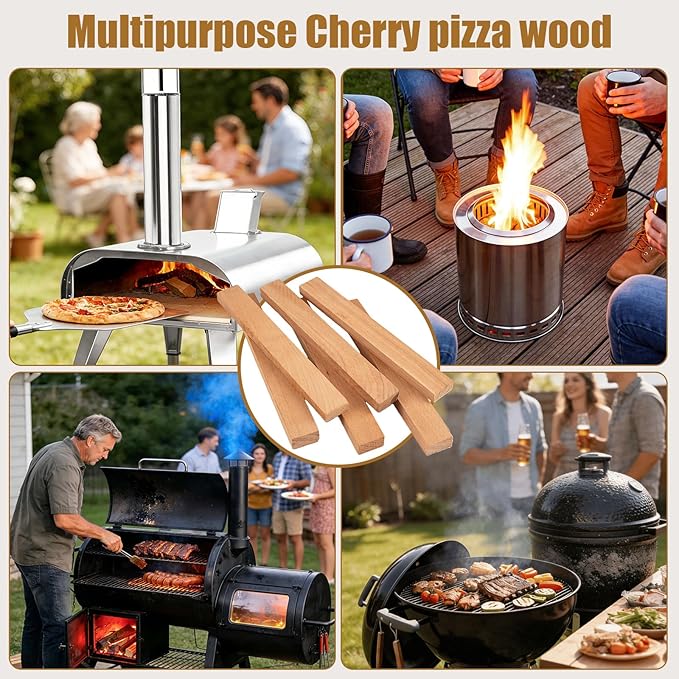 Pizza Oven Wood 19 Lbs Kiln-Dried Cherry Wood 8 Inch Mini Barkless Cooking Logs for Pizza Ovens, Grills & Smokers, Fits Ooni, Gozney, Solo Stove, for Camping, Fire Pits & Bonfires