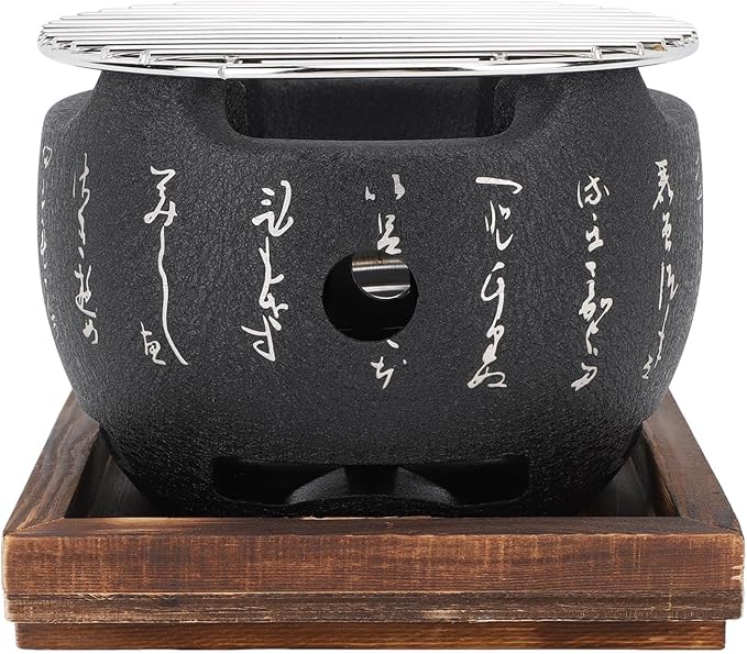 Japanese Style BBQ Grill, Japanese Style Grill Mini Portable Japanese BBQ Grill Round Food Charcoal Stove Household Barbecue Tool (small)