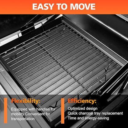 Uniflasy Stretchable 15-28" Charcoal Tray for Expert 24 Grill Parts, Pit Boss Memphis I, Chargriller PS9900 2190 6500 6800 8500, Adjustable Charcoal Basket Holder for Smoke Hollow 47183T-21 Replacement Parts