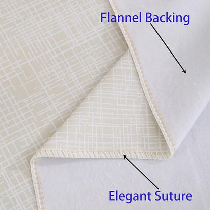 Heavy Duty Vinyl Tablecloth with Flannel Backing Waterproof Oil-Proof Plastic Table Cloth Stain-Resistant Wipeable Rectangle or Square Table Cover for Indoor and Outdoor (Beige Striped,60x84 Inch)