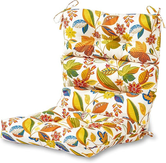 Greendale Home Fashions Outdoor 44 x 22-inch High Back Chair Cushion, Set of 1, Foliage