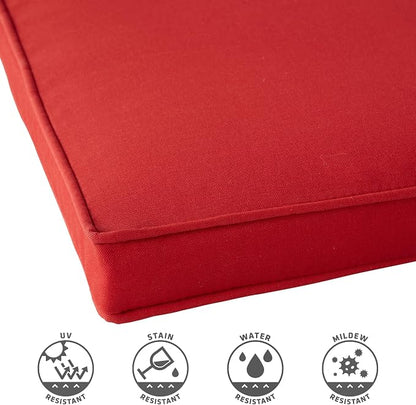 Outdoor 18 inch Square Patio Dining Chair Pads – Comfortable Fiber-Filled Seat Cushions with Ties, Reversible Polyester Fabric - Salsa Red, Set of 2
