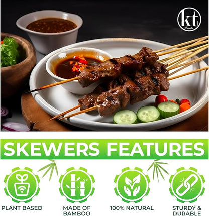 100pcs 18" long Bamboo Skewers Sticks for BBQ Kabob Grilling Barbecue Marshmallow Roasting Stick 4mm Thick Wooden Skewer Smore Sticks Craft (18 inch) (Pack of 3)