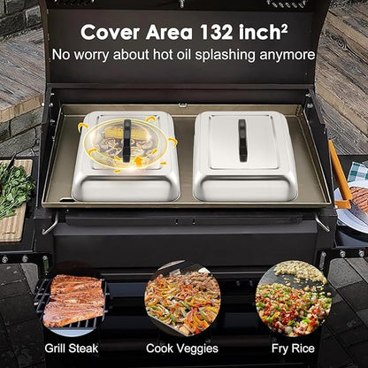 1Piece Basting Cover Melting Dome for Griddle (13 x 9.8"), Joyfair Rectangular Stainless Steel Cheese Melt Lid for Outdoor Flat Top Grill, Heat-Resistant Handle & Dishwasher Safe (No Vent)