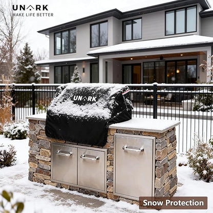 Built-in Grill Cover for Outdoor Grill, 32 Inch Island BBQ Covers for Outside Kitchen Grill Covers Heavy Duty Waterproof with Plush Lining (32" W x 26" D x 24" H Inches, Black)