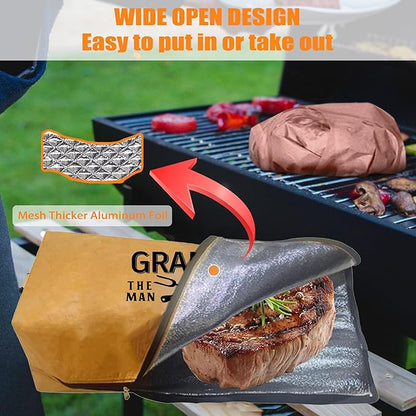 Gifts for Grandpa, Christmas Grandpa Gifts from Grandkids BBQ Blanket with Meat Claws, Meat Resting Bag for BBQ Smoking, Meat Shredder Claws Grill Accessories for Outdoor Grill on Birthday