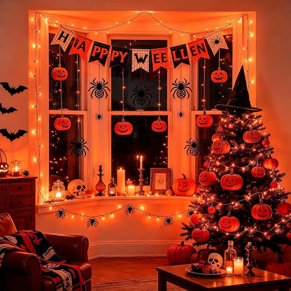JMEXSUSS 250 LED Orange String Lights, 91.5ft Halloween Lights Plug in | Connectable Fall Light, 8 Modes, Waterproof, Indoor/Outdoor, for Yard Patio Porch Rail Halloween Fall Christmas Holiday Decor
