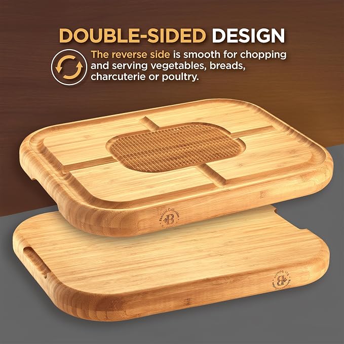 Personalized Cutting Board - Custom Engraved Bamboo Meat Carving Board with Spikes + Juice Groove, BBQ Grill Cutting Board Gift for Dad, Grandpa, Men, Fathers Day, Birthday, Grilling Accessories