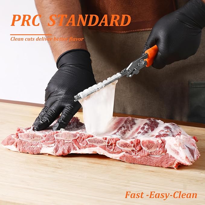 Rib Membrane Removal Tool Stainless Steel Rib Skinner & Rib Prep Tool for BBQ Grilling and Cooking, Easy Insert Pointed Tip, Ergonomic Non-Slip Silicone Handle, Dishwasher Safe