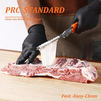 Rib Membrane Removal Tool Stainless Steel Rib Skinner & Rib Prep Tool for BBQ Grilling and Cooking, Easy Insert Pointed Tip, Ergonomic Non-Slip Silicone Handle, Dishwasher Safe