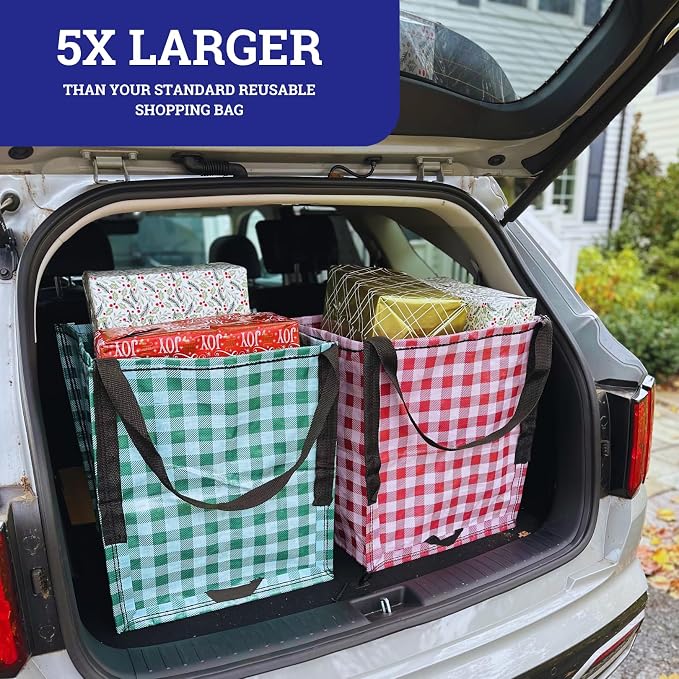 DURASACK Heavy Duty Storage Tote Bag 22-Gallon, Holiday Combo, Pack of 2 | Rugged Woven Polypropylene Moving Bag, Reusable Self-Standing Design, Holds up to 500 Pounds