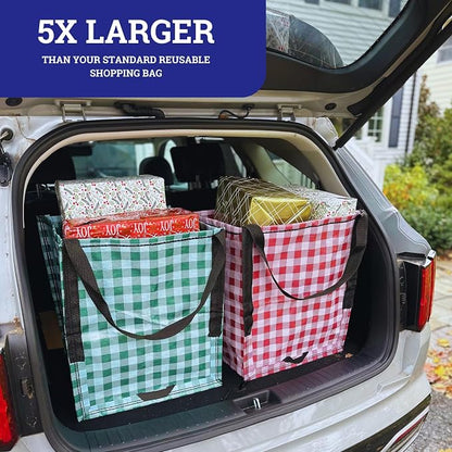 DURASACK Heavy Duty Storage Tote Bag 22-Gallon, Holiday Combo, Pack of 2 | Rugged Woven Polypropylene Moving Bag, Reusable Self-Standing Design, Holds up to 500 Pounds