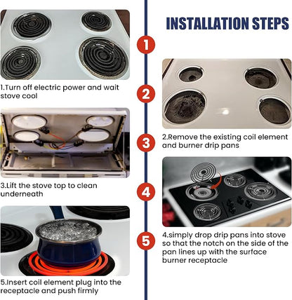 5304430149 5304430150 Black Porcelain Drip Pan & MP22YA Electric Stove Burner Replacement for F-rigidaire/Ken-more/T-appan, 318067041 318067051 Stove Drip Pans & Stove Burner Replacement by Fetechmate