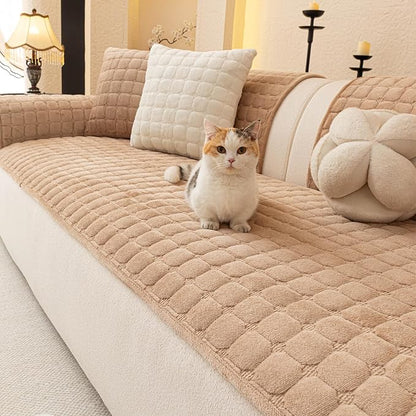 Velvet Couch Covers for Dogs, Dog Sectional Couch Covers, Pet Couchs Cover for 2-3 Seater, Couchs Protector for Dogs, Sectional Sofa Cover for Pet Washable(1PC,Khaki,27.6"×70.9")