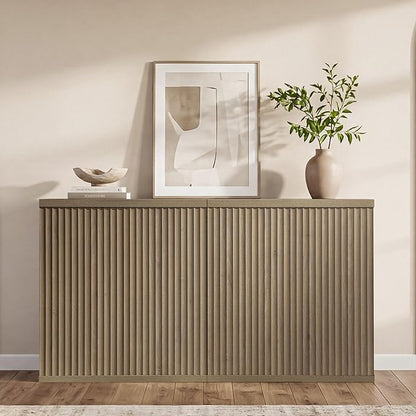 SICOTAS Buffet Cabinet with Storage Accent Sideboard Modern Credenza with Doors & Shelves Fluted Media Console Mid Century Coffee Bar Table for Living Room Kitchen Dining Room Hallway (1PCS)