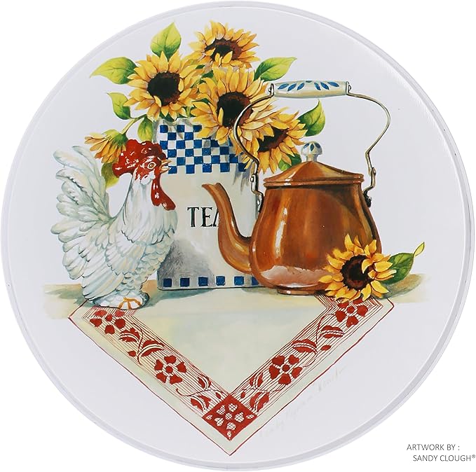 Reston Lloyd, Burner Covers For Electric Stovetop, Decorative Lightweight Tin Covers, Set of 4 (2-8 inch & 2-10 inch), Conceals Messy Drip Pans, Country Kettle