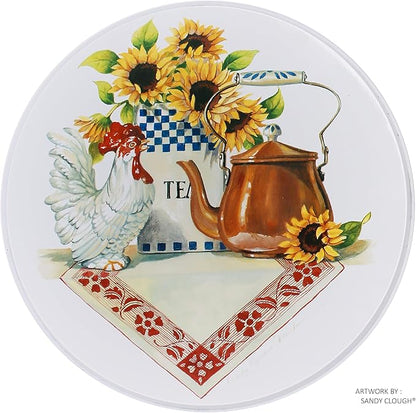 Reston Lloyd, Burner Covers For Electric Stovetop, Decorative Lightweight Tin Covers, Set of 4 (2-8 inch & 2-10 inch), Conceals Messy Drip Pans, Country Kettle