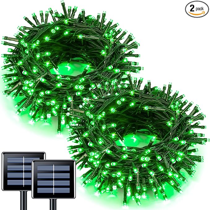 JMEXSUSS 2 Pack Solar String Lights Outdoor Waterproof, Total 66 FT 200 LED Solar Christmas Lights Outdoor, Twinkle Light for Christmas Tree Outside Garden Yard Xmas Decor, Green
